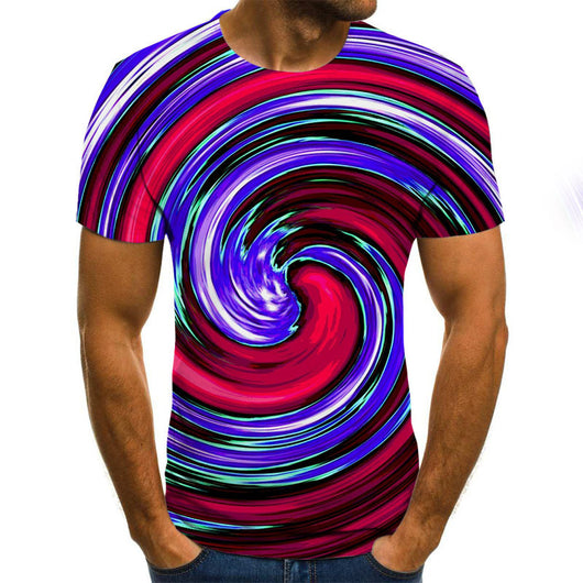 Playera Casual con Estampado 3D Remolino Digital Cuello Redondo - Image 17