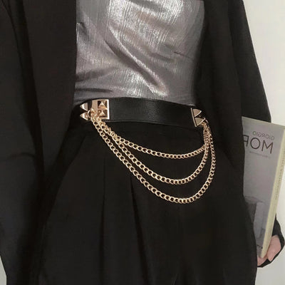 Cinturón Elástico Ancho con Remaches Punk Gold para Mujer - Image 17