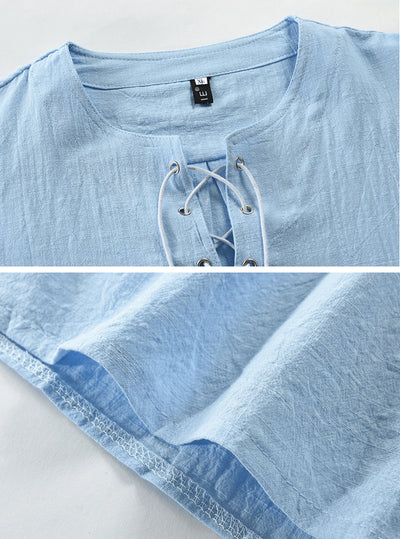 Camisa de Lino y Algodón con Cordones para Hombre - Image 4