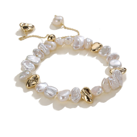 Pulsera Clásica Vintage de Metal y Perlas Estilo Europeo