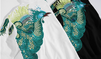 Sudadera con Capucha y Bordado de Pavo Real para Hombre - Image 16