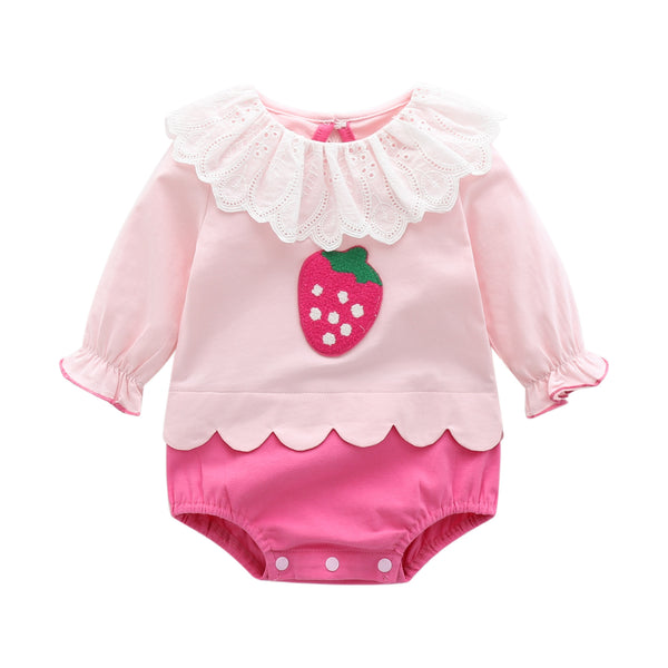 Enterizo Largo de Fresa para Bebé Niña