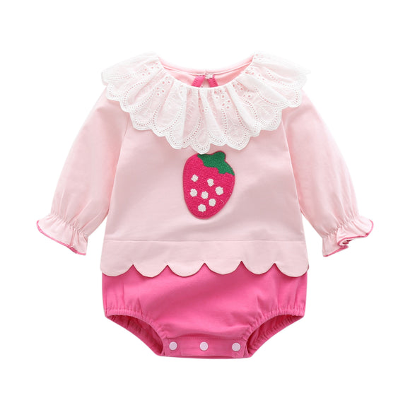 Enterizo Largo de Fresa para Bebé Niña