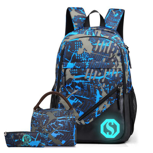 Mochila Urbana de Tres Compartimentos con Diseño Cuadros y Graffiti - Image 16
