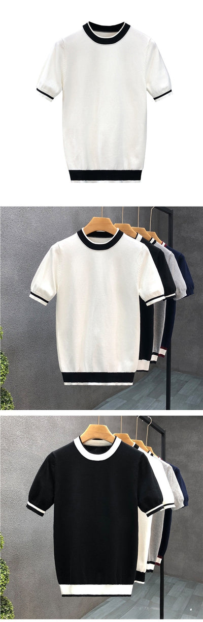 Suéter Base de Manga Corta Moderno para Hombre - Image 14