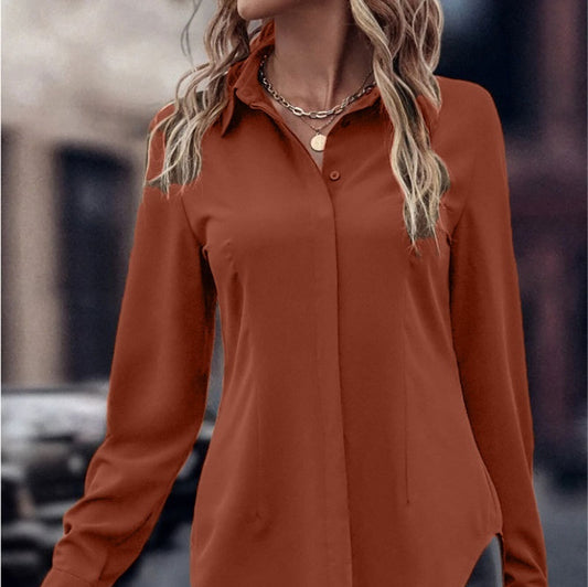 Blusa Ejecutiva Solapa Satinada Manga Larga Slim Fit para Mujer - Image 2