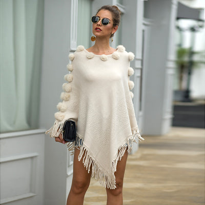 Suéter Tipo Poncho con Borlas y Cuello Redondo para Mujer - Image 8