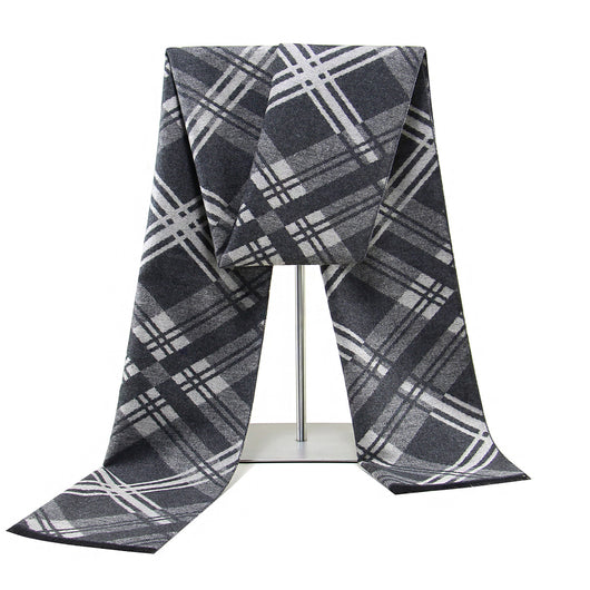 Bufanda de Cachemira Cuadros Hombre Estilo Europeo para Otoño e Invierno - Image 4