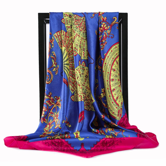 Abanico Retro Plegable 90cm con Pañuelo de Seda Simulada para Damas - Image 43