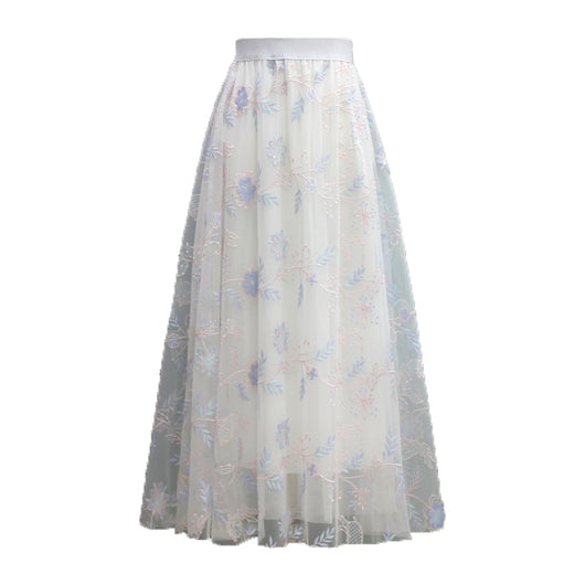 Falda Mesh Bordada con Caída Fluida para Mujer - Image 8
