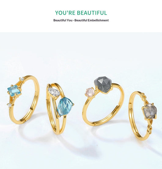 Anillo de Topacio Azul Cielo Lujo Minimalista - Image 11