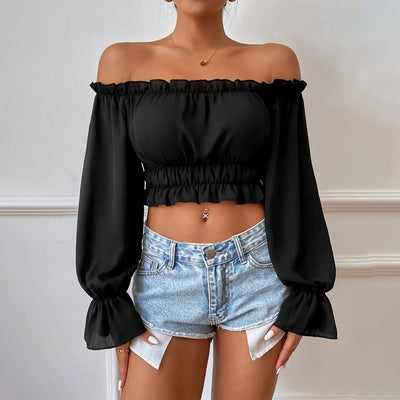 Blusa Casual Elegante con Hombros Descubiertos y Manga Larga - Image 8
