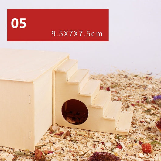 Plataforma de Madera Natural con Columpio y Cerca para Hámster - Image 6