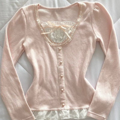 Blusa Manga Larga Rosa Suave para Primavera Temprana - Image 4