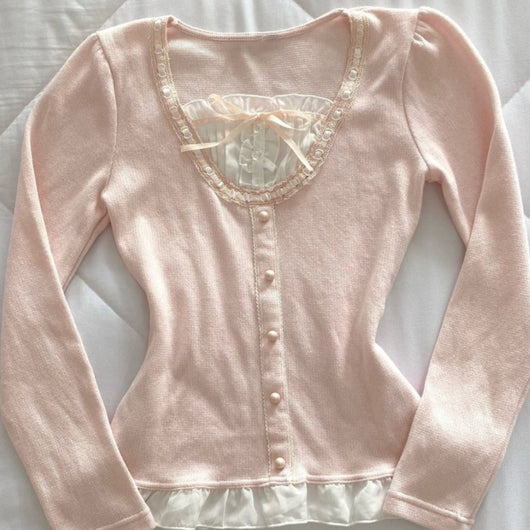 Blusa Manga Larga Rosa Suave para Primavera Temprana - Image 4