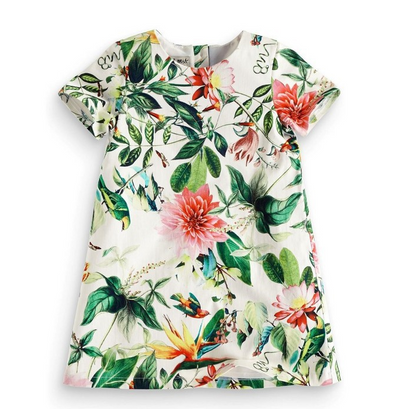 Vestido Infantil de Algodón con Estampado Floral Jacquard - Image 20