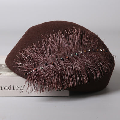 Boina Retro de Lana con Detalles de Plumas para Otoño e Invierno - Image 10