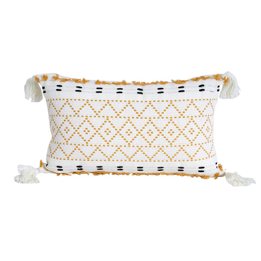 Almohada Decorativa de Peluche con Diseño Geométrico y Borlas de Flores - Image 9