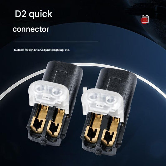 Conector de Bloque Terminal LED sin Soldadura ni Pelado - Cierre de Seguridad 2P D2