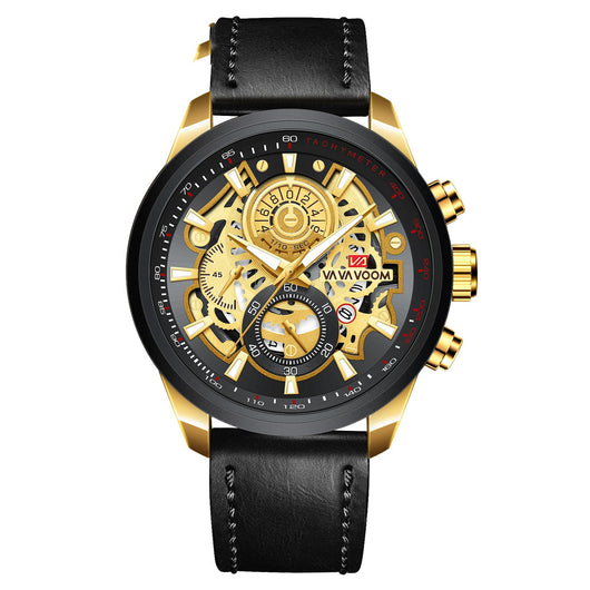 Reloj de Cuarzo para Hombre Dorado Negro Elegancia Empresarial - Image 11