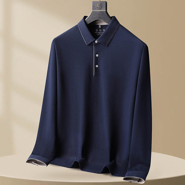 Polo Casual de Algodón Manga Larga Talla Grande para Hombre