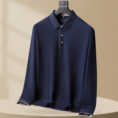 Polo Casual de Algodón Manga Larga Talla Grande para Hombre