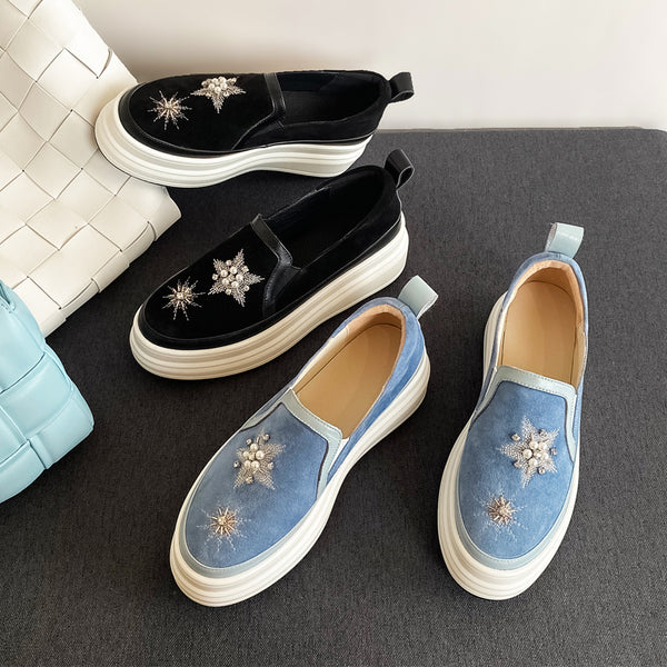 Zapatos de Plataforma de Cuero Genuino para Mujer