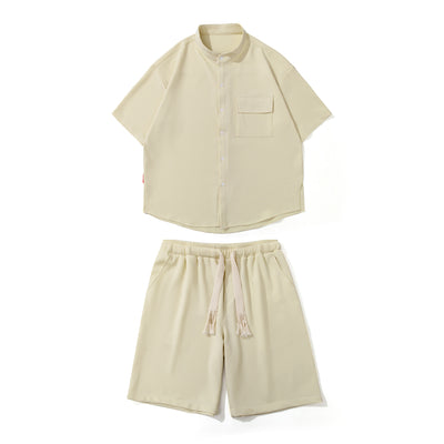 Conjunto de Dos Piezas Ice Silk para Hombre - Camisa Manga Corta y Shorts con Cordón - Image 4