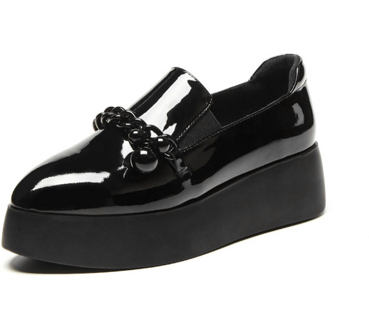 Zapatos de Cuero Estilo Británico con Cadena y Hebilla para Mujer - Image 3
