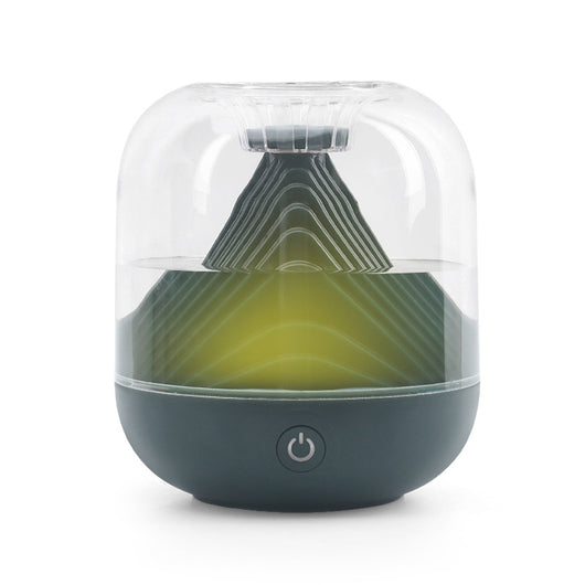 Red USB rechargeable humidifier with a clear dome top and a unique mountain-shaped interior design. - Image 9