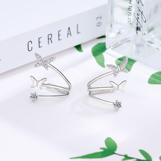 Aretes de Plata S925 Mariposa Pequeña con Clip - Image 2
