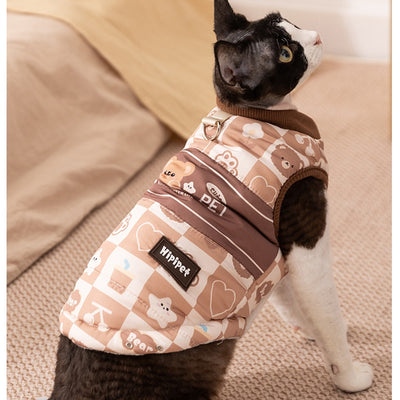 Abrigo Acolchado para Gatos y Perros - Chaleco Térmico Retro con Diseño Estampado - Image 11