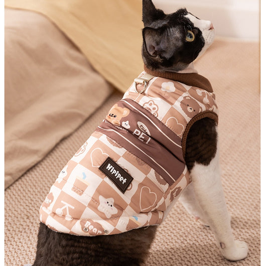 Abrigo Acolchado para Gatos y Perros - Chaleco Térmico Retro con Diseño Estampado - Image 11