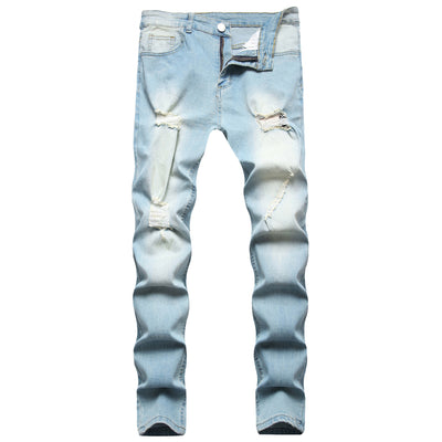 Jeans Slim Ajustados con Desgarre Estilo Europeo para Hombre - Image 16