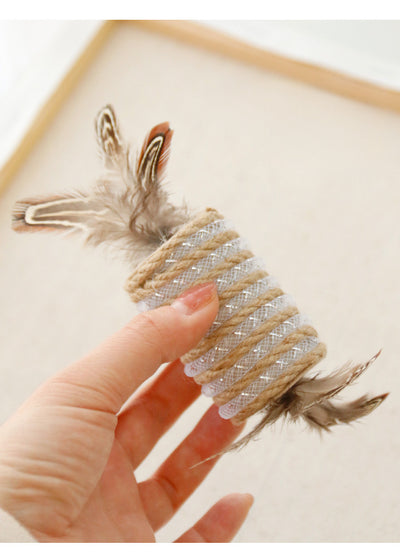 Juguete Interactivo para Gatos con Plumas, Cuerda de Cáñamo y Rodillo Sonoro - Image 10