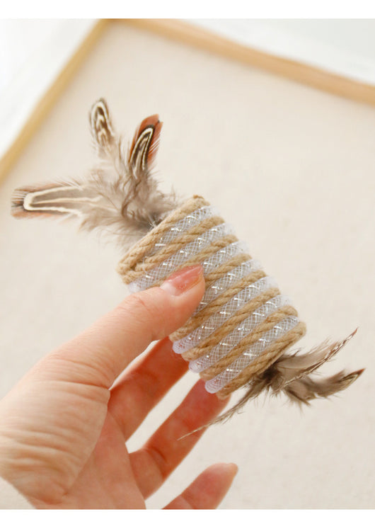Juguete Interactivo para Gatos con Plumas, Cuerda de Cáñamo y Rodillo Sonoro - Image 10