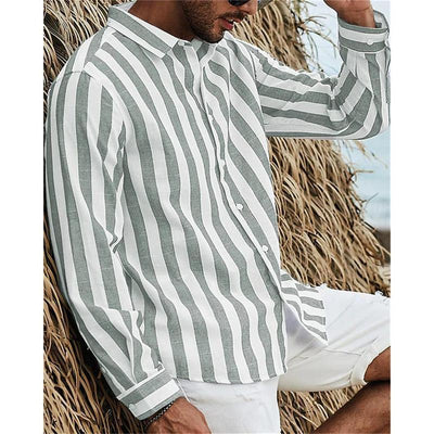 Camisa Casual de Rayas con Mangas Largas para Hombre - Image 13