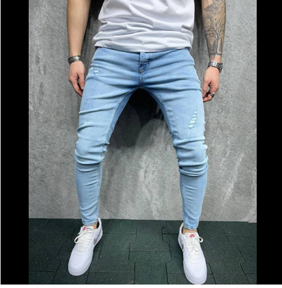 Jeans Slim Fit Azul Claro con Roturas - Image 8