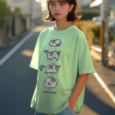 Playera Hombre Gato Baño Dibujo Animado Manga Corta Casual