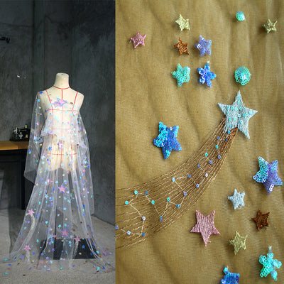 Tela Malla Diseñador con Bordado de Lentejuelas Sinfonía Estelar - Image 10