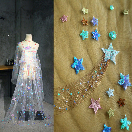 Tela Malla Diseñador con Bordado de Lentejuelas Sinfonía Estelar - Image 10
