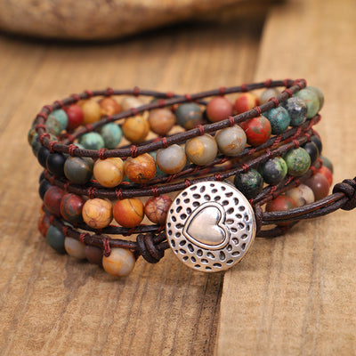 Pulsera de Turquesa Africana Tejida a Mano con Piedra Natural - Image 4