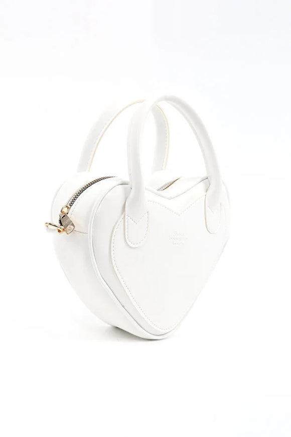 Bolso de Cuero Sintético en Forma de Corazón con Cierre y Compartimento Único