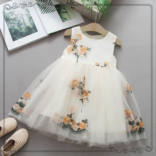 Vestido Infantil de Algodón con Bordado y Tirantes
