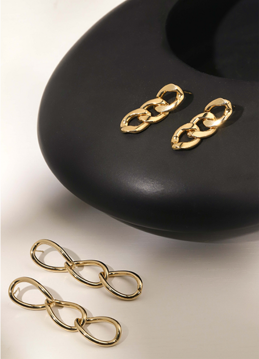 Aretes de Cadena Metálica Circulares Minimalistas para Mujer - Image 5