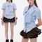 Blusa Manga Corta Mujer con Diamantes y Estampado Brillante