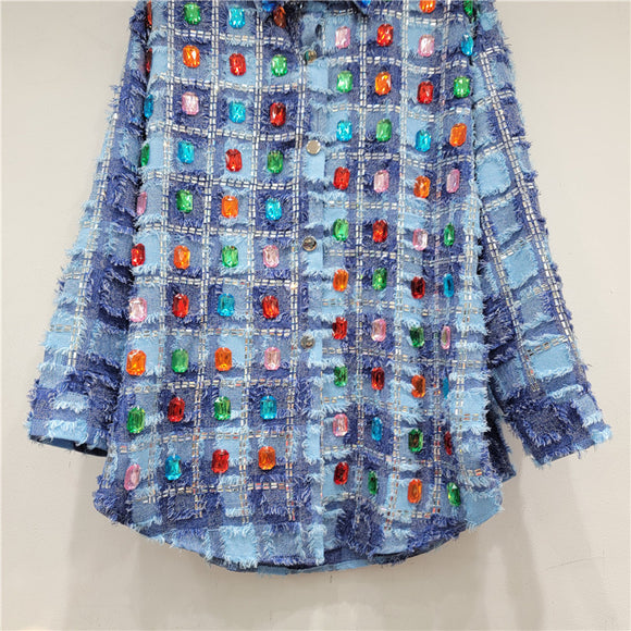 Camisa Cuadros Azul Diseño Exclusivo para Mujer
