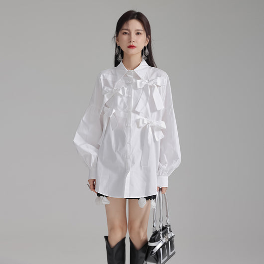 Blusa Blanca con Moño para Mujer - Image 3