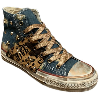 Botas Altas de Lona con Remaches Estilo Vaquero para Mujer - Image 14