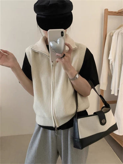 Chaleco Cardigan Cuello Alto con Doble Cierre en Punto - Image 18